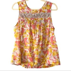 Meadow Rue Anthro Windswept Pink Yellow Top